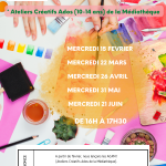 ACAM Ateliers Créatifs Ados (10-14 ans) de la Médiathèque