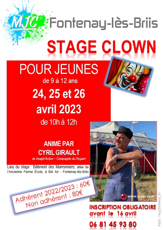 Stage CLOWN pour jeunes de 9 à 12 ans