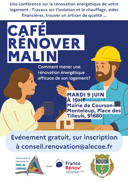 Café Rénover Malin : une soirée pour réussir sa rénovation énergétique le mardi 9 juin à 19h