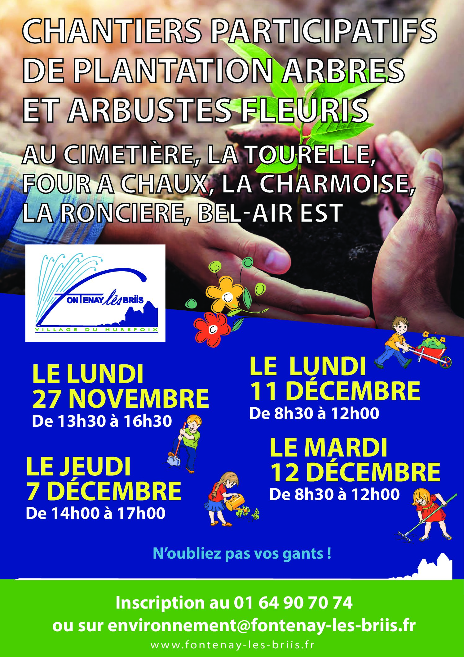 Chantier participatifs de plantation d'arbres et arbustes fleuris