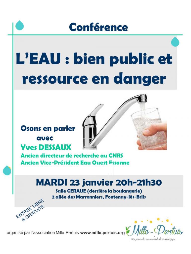 Conférence : L'EAU, bien public et ressource en danger