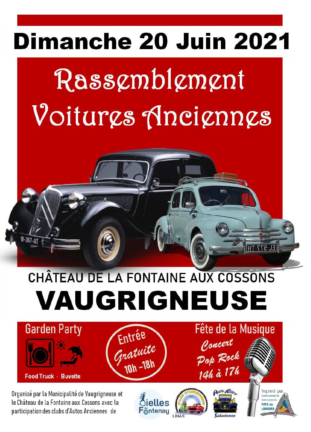 Rassemblement de voitures anciennes avec la participation des Bielles de Fontenay