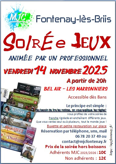 Soirée Jeux animée par un professionnel